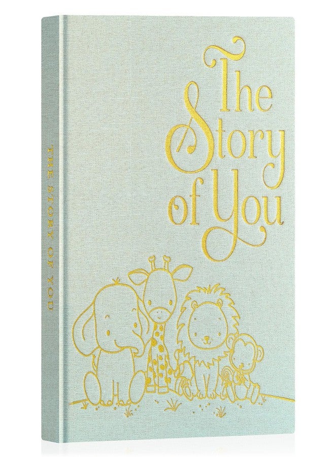 Lanpn Baby Memory Book for Boy Girl - The Story of You, Newborn Babys Book Keepsake Photo Album for New Parents, Linen Cover Baby First 5 Year Milestone Scrapbook Journal (Sage Green, 154 Pages) - Image 1